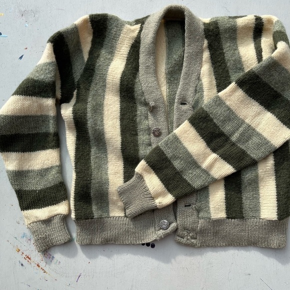 Women's Cardigan Multicolor Striped Button NO SIZE Cottagecore Preppy City Farm - Picture 6 of 11